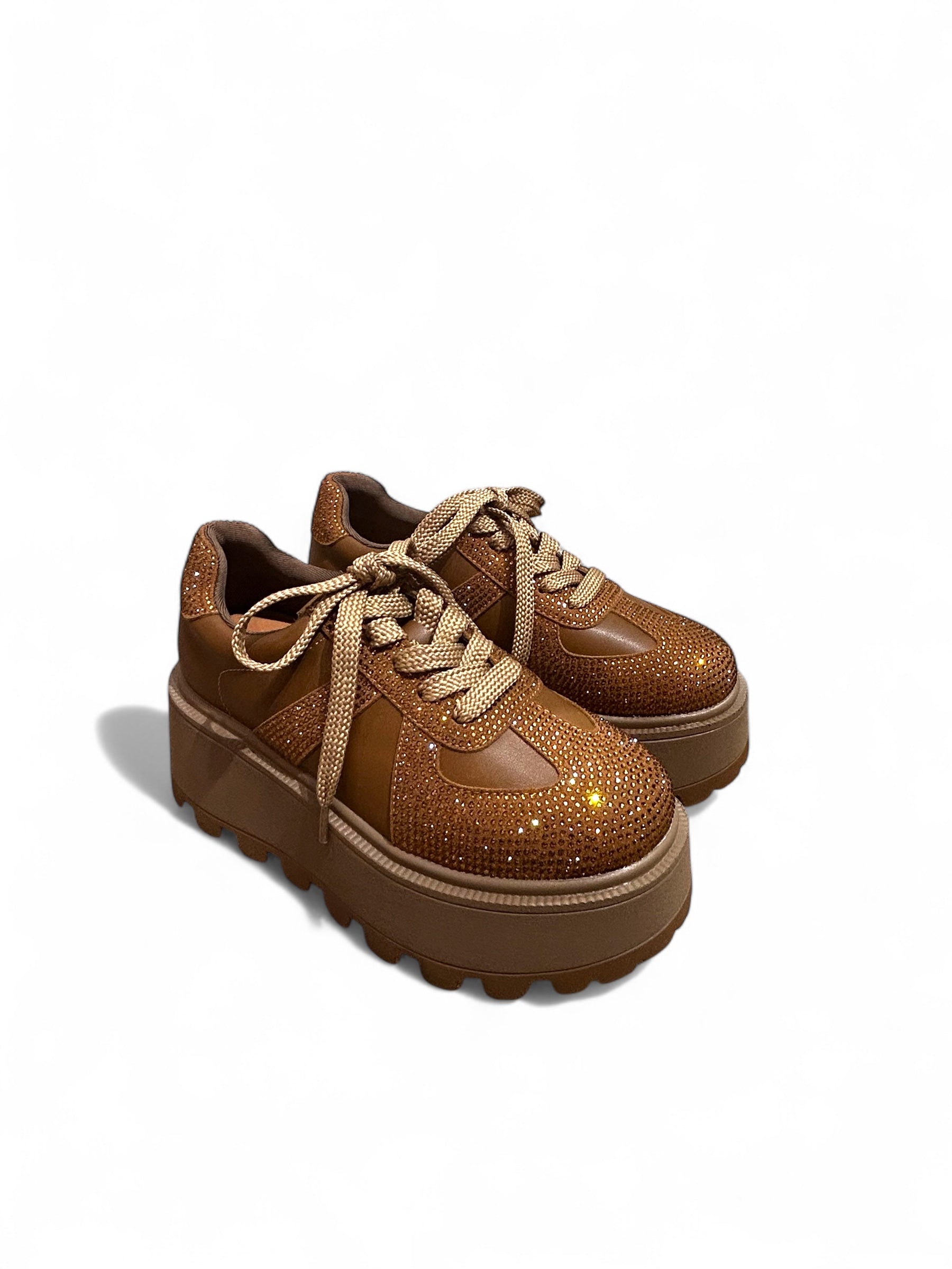 Bronze & Red Crystal Chunky Sneakers