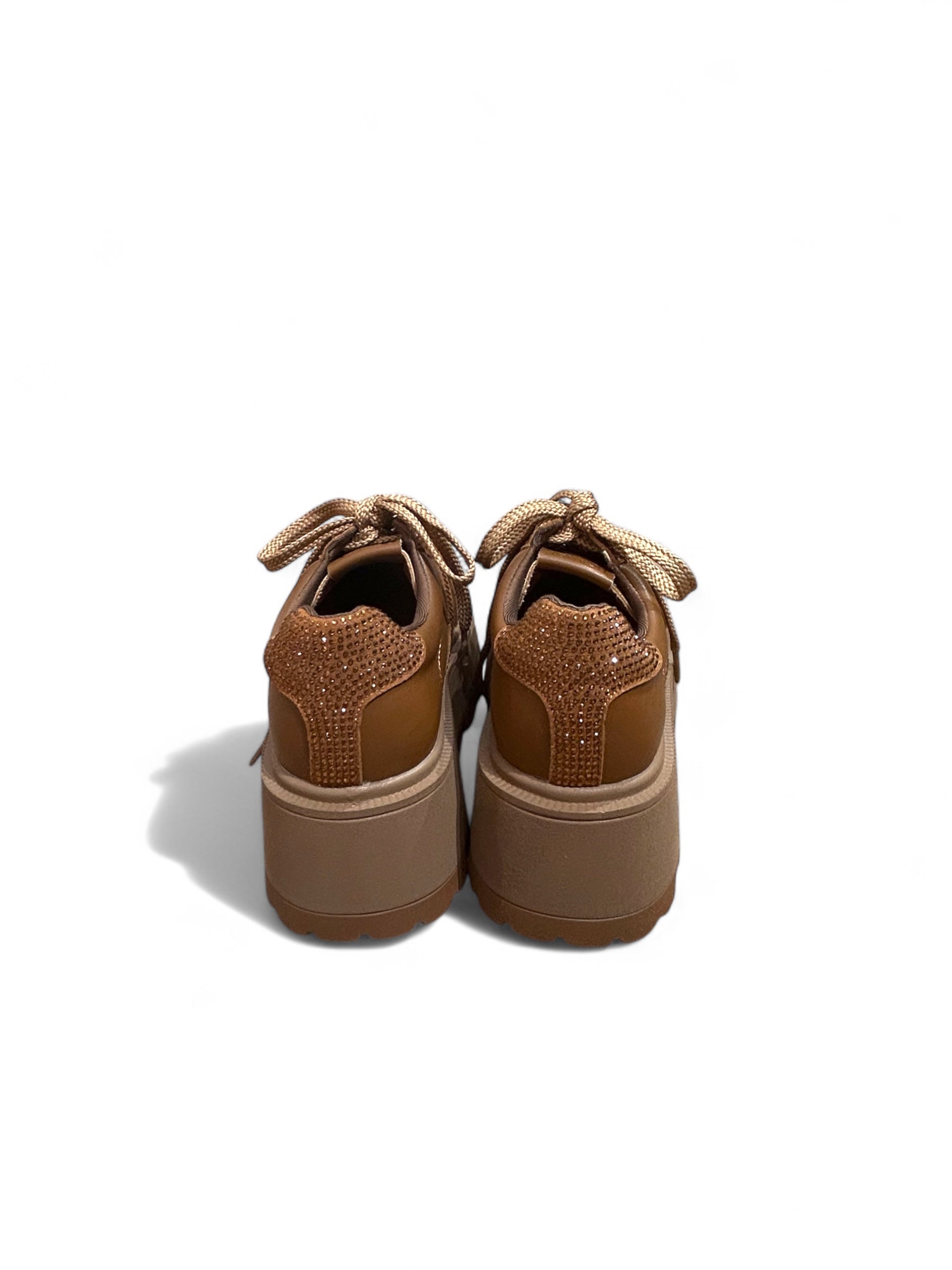Bronze & Red Crystal Chunky Sneakers