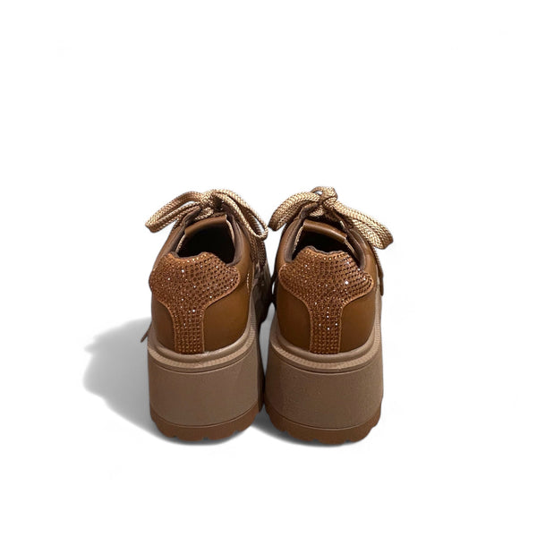 Bronze & Red Crystal Chunky Sneakers