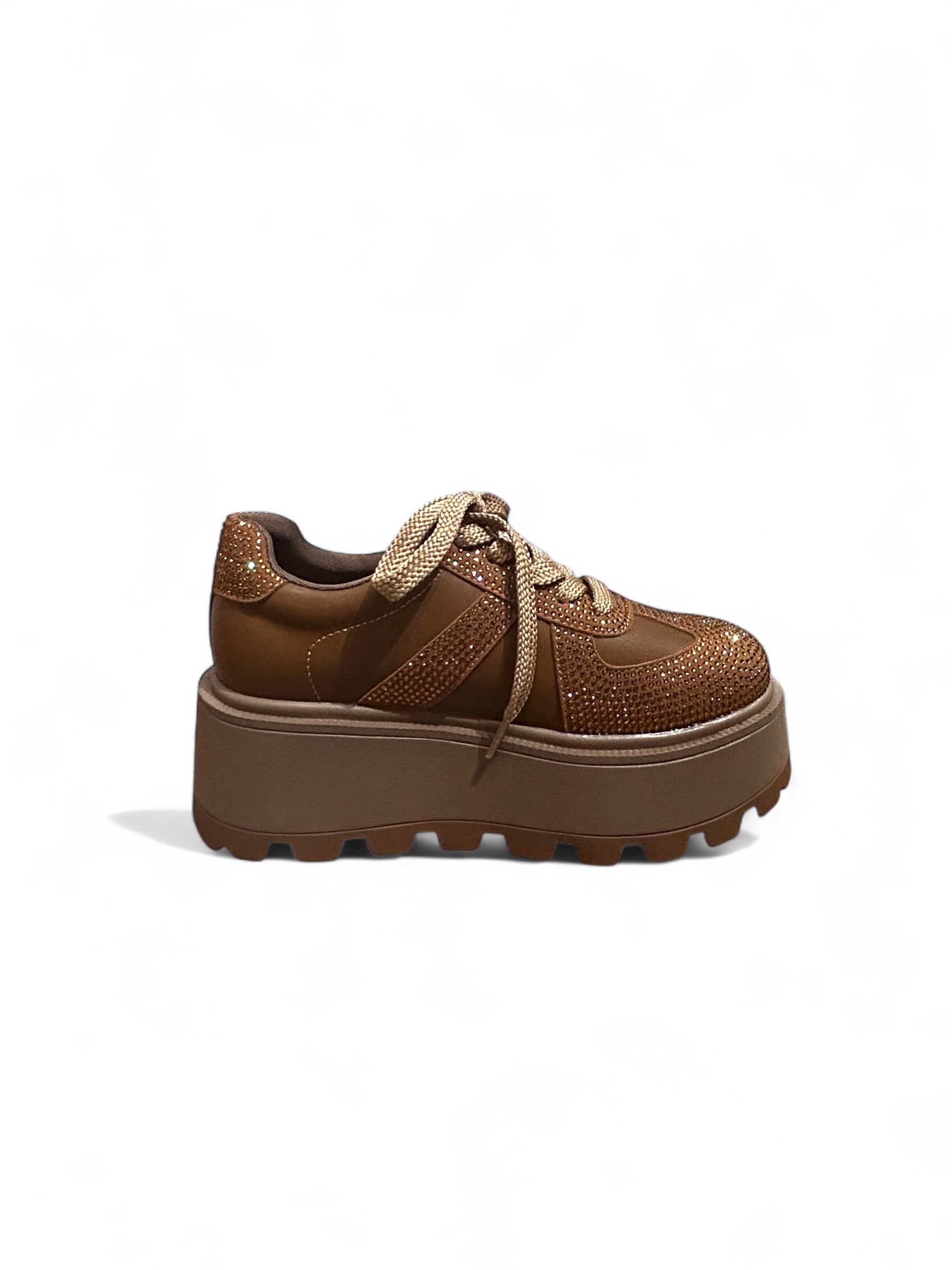 Bronze & Red Crystal Chunky Sneakers