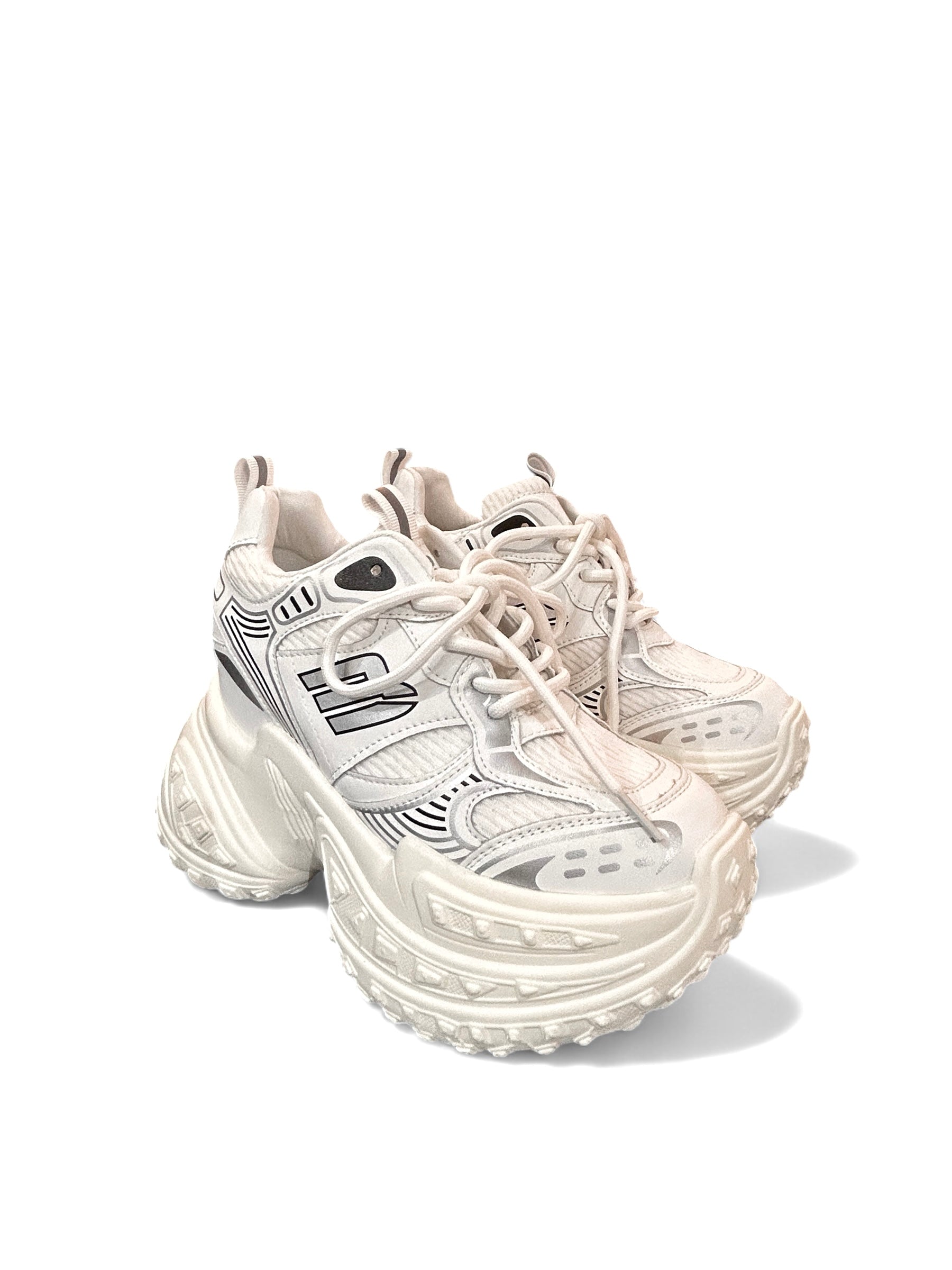 White Chunky Dad Sneakers