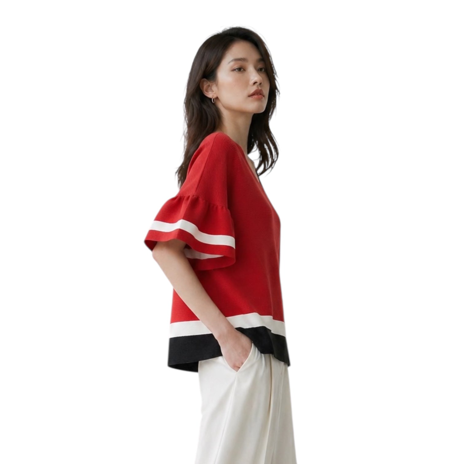 Volume Sleeve Knit Top