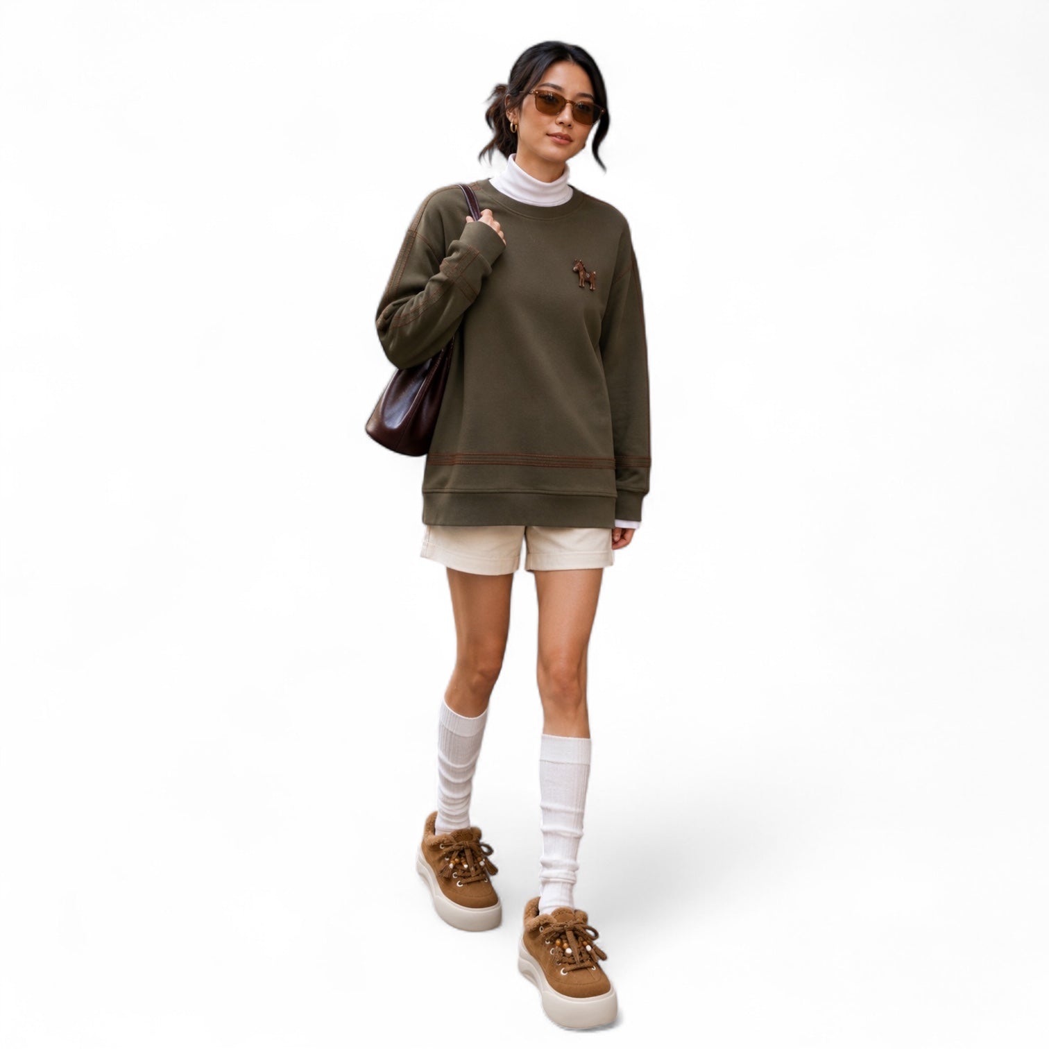Pony Contrast-Trim Longline Sweatshirt