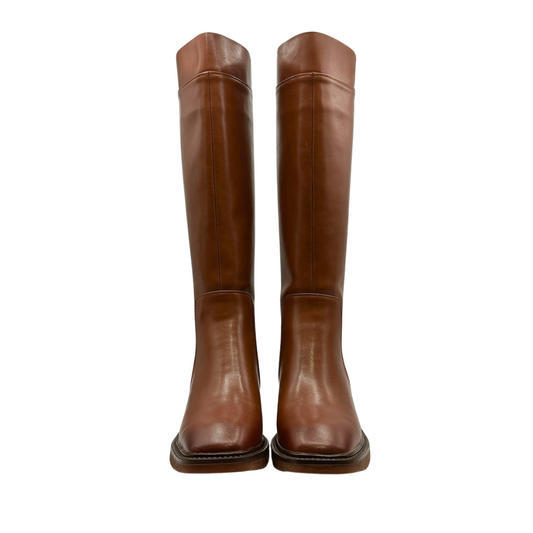 Leather Square Toe Knee High Riding Boots