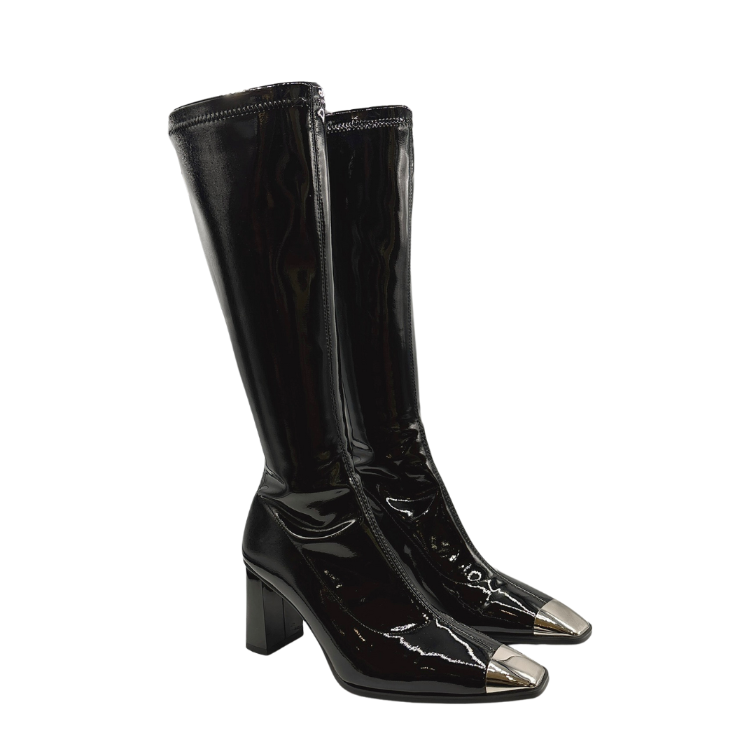 Metal Toe Patent Leather Boots