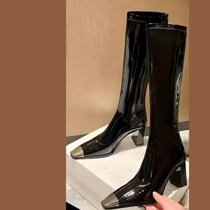 Metal Toe Patent Leather Boots