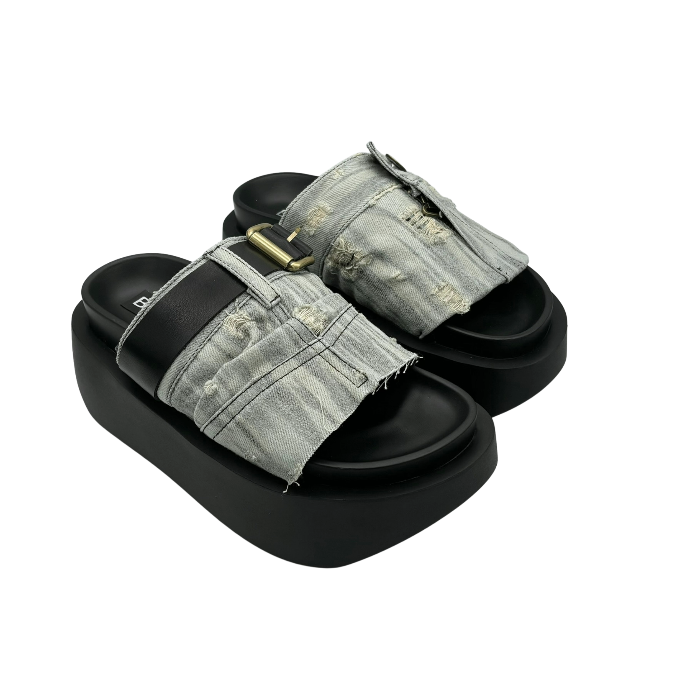 Denim casual thick platform slippers