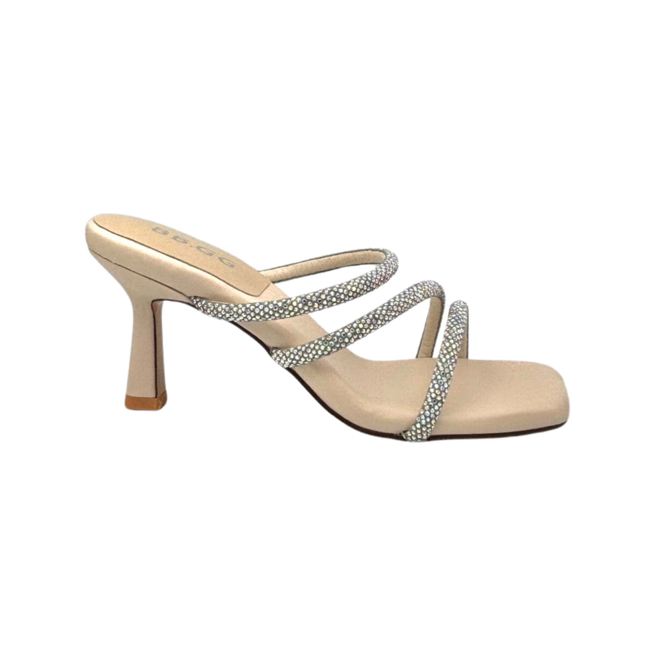 Rhinestoe Decor Double Strap Heeled Sandals