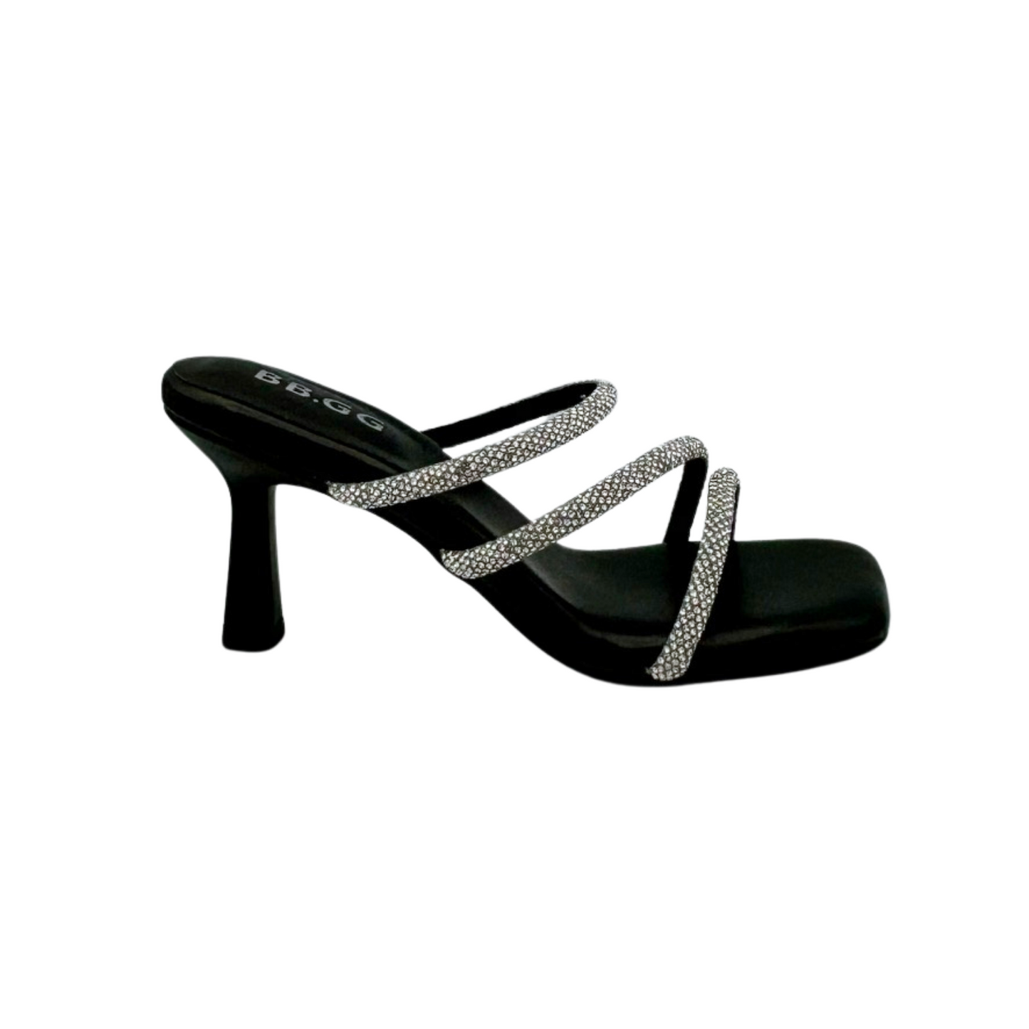 Rhinestoe Decor Double Strap Heeled Sandals