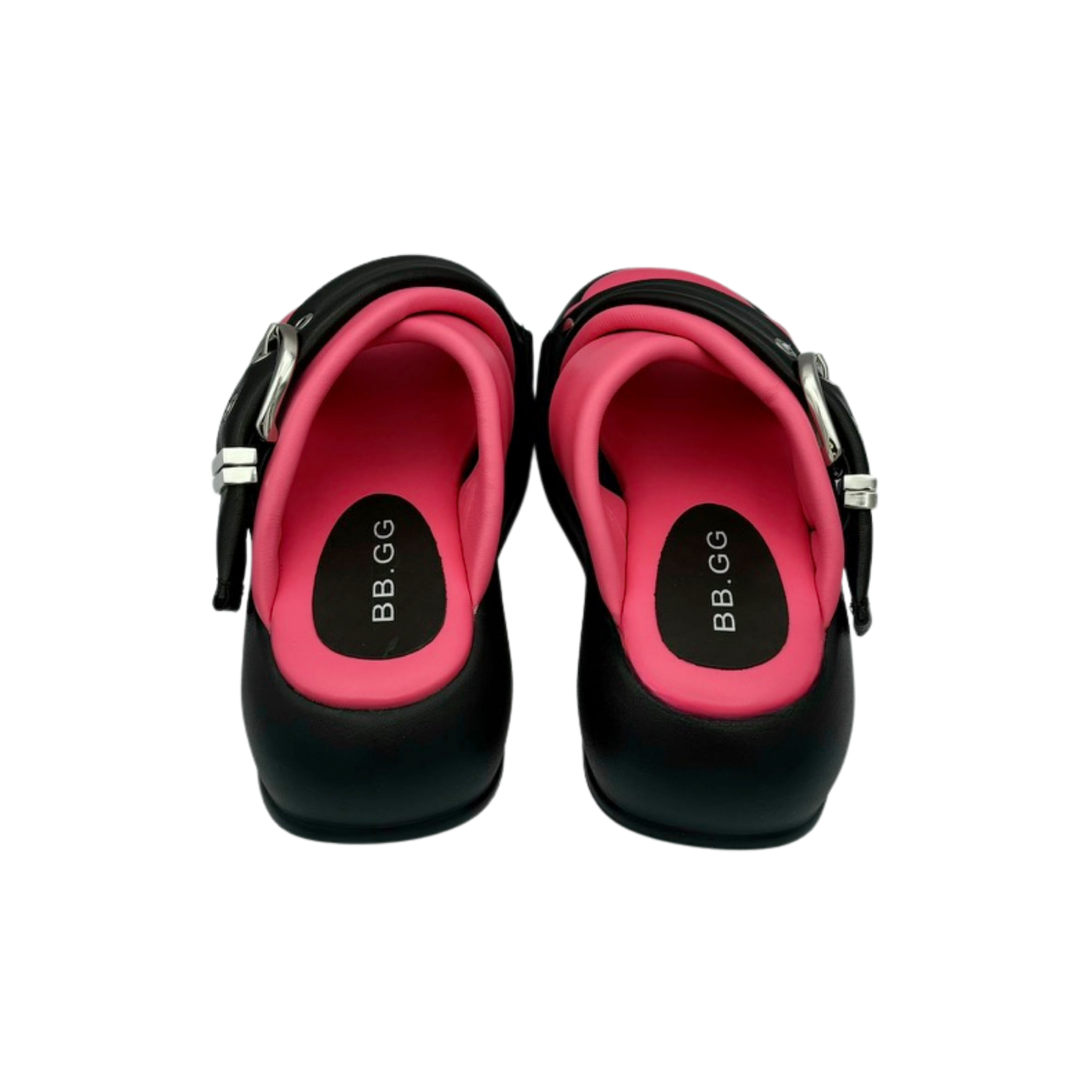 Open toe two tone buckle puffy decor thicker platform slippers