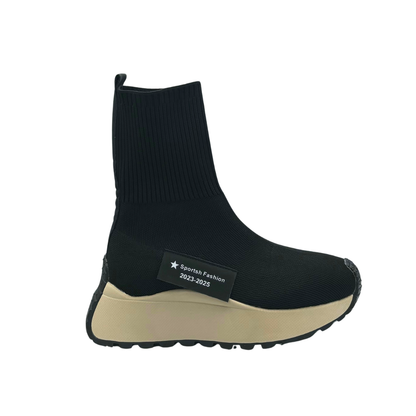 Letter Label Platform Knitted Sock Boots