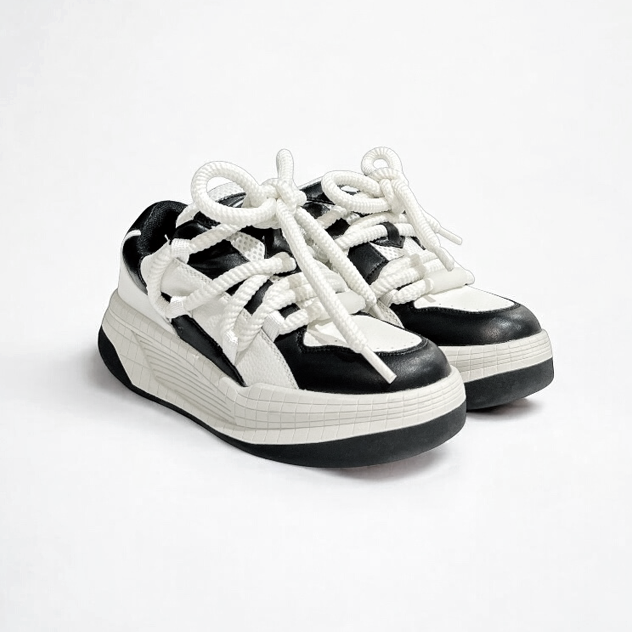 Black and White Panel Platform Sneakers