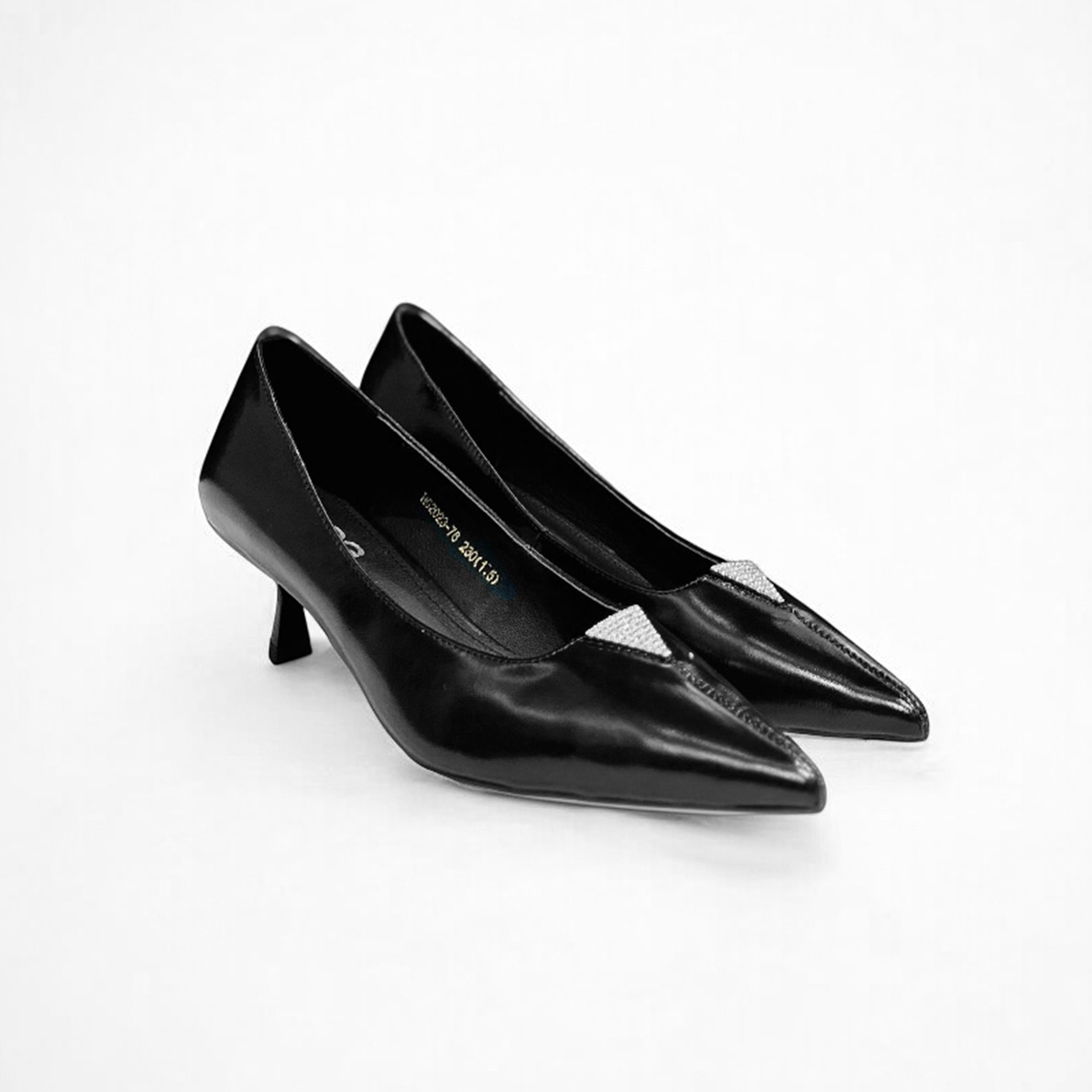 Pointed-Toe Calfskin Kitten Heel Pumps