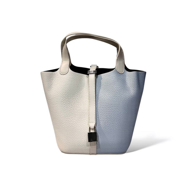 Two-Tone Pebbled Calfskin Bucket Tote