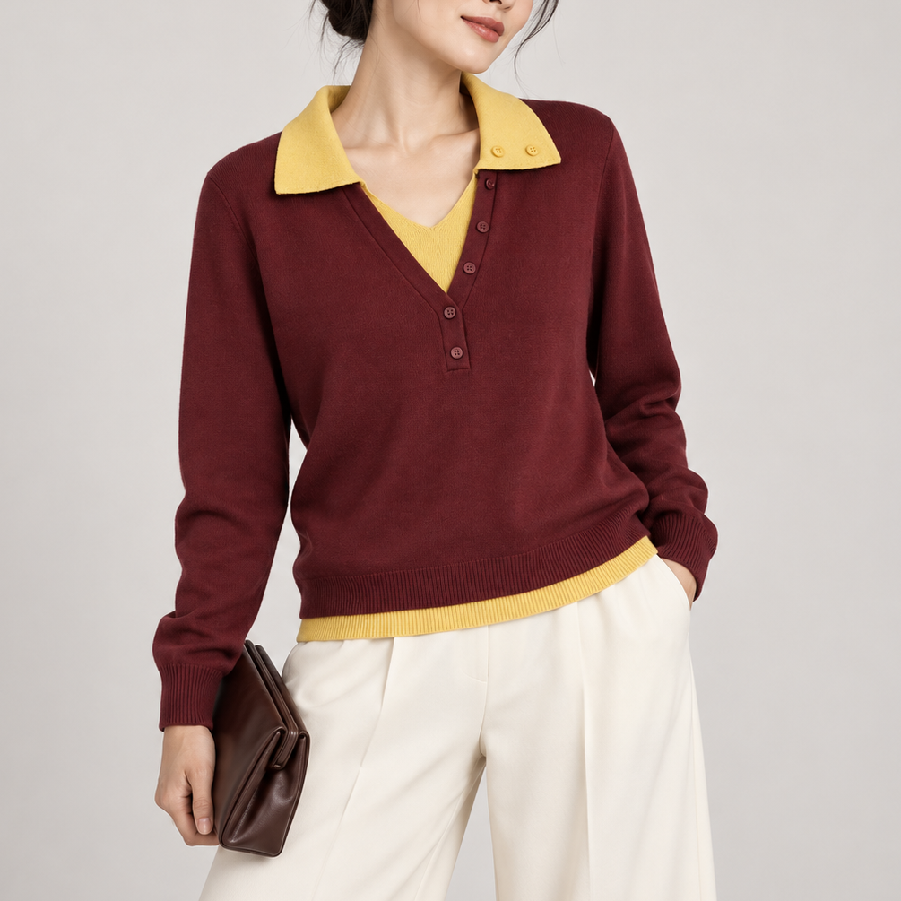 Layered Polo Sweater