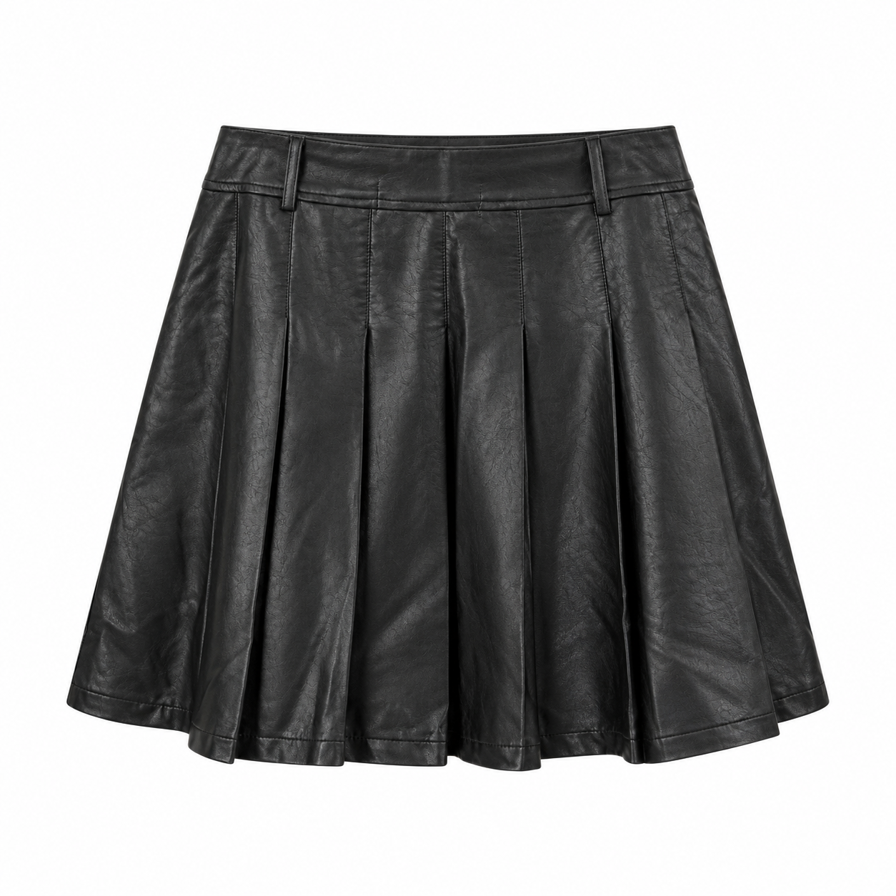 Elara Pleated Leather Skirt