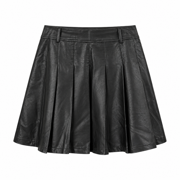 Elara Pleated Leather Skirt