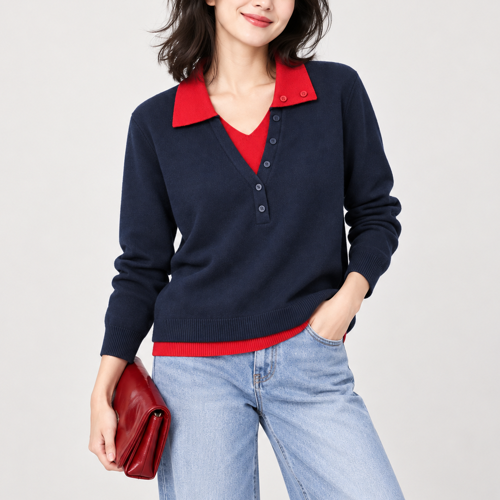 Layered Polo Sweater