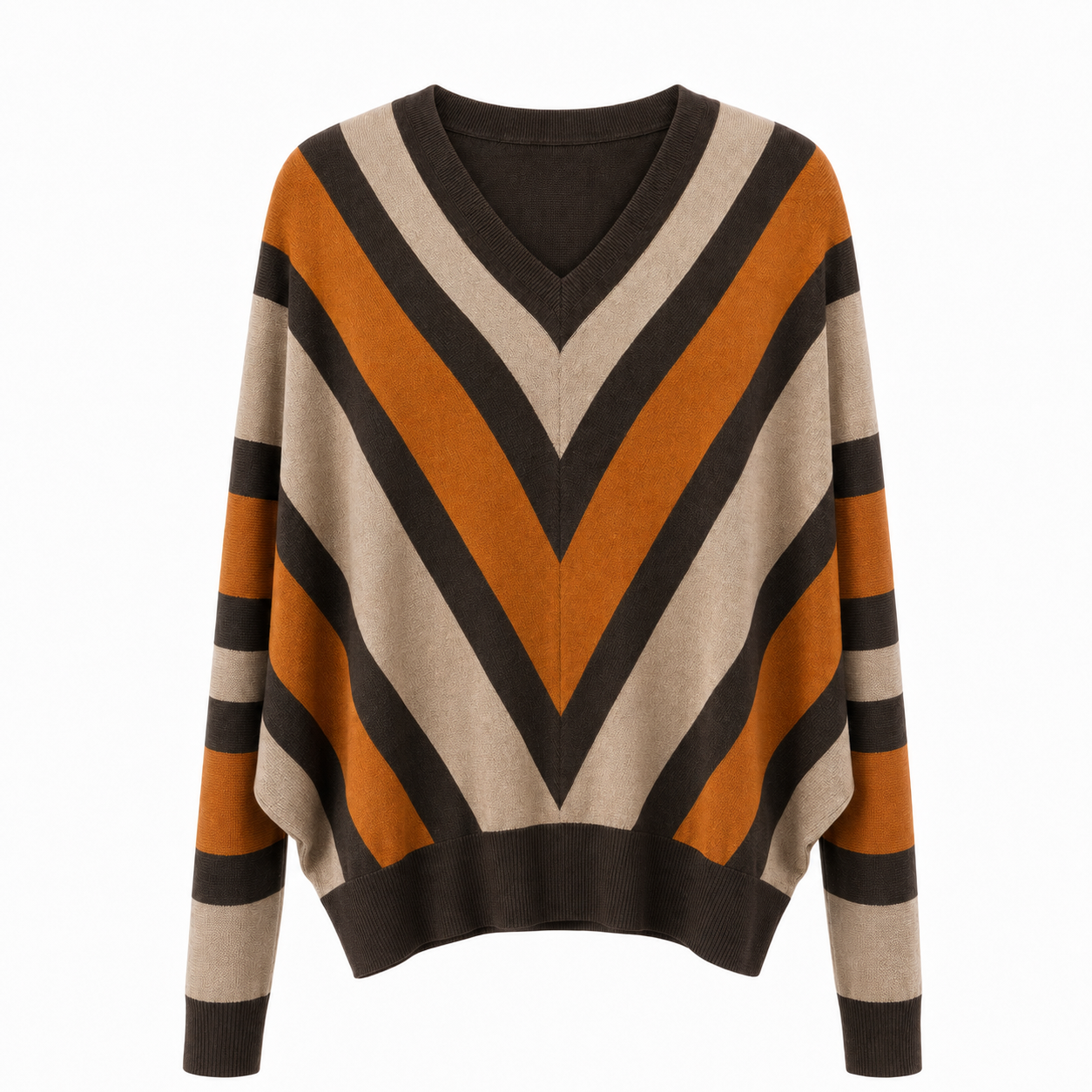 Chevron V-Neck Knit Sweater
