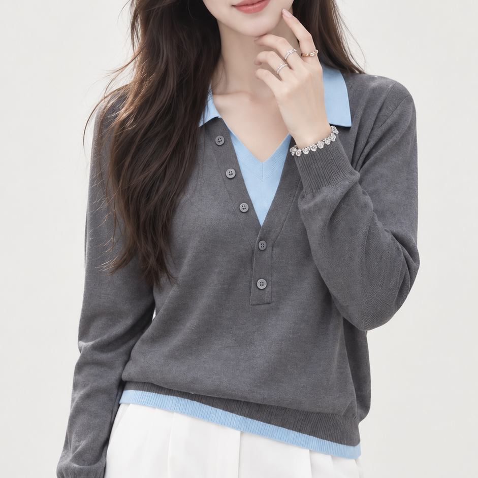 Layered Polo Sweater