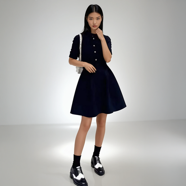 Collared Silk-Blend Buttoned Shirt Dress