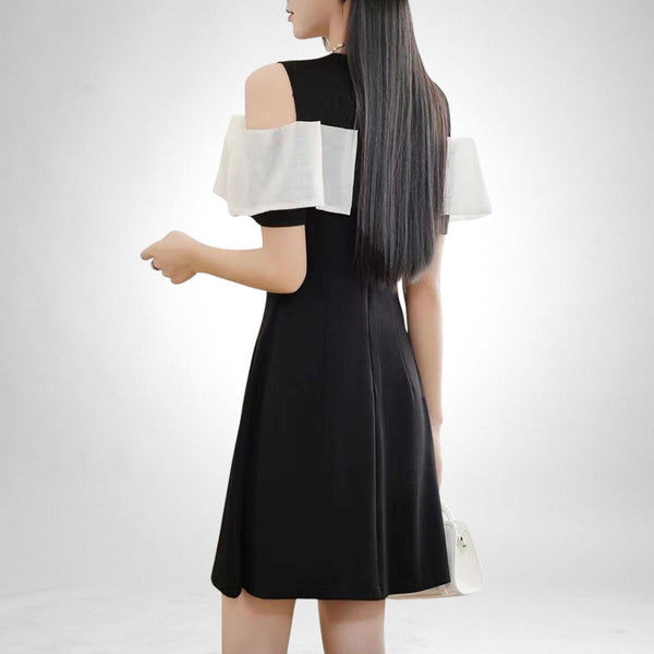 Ruffled Cold-Shoulder Cutout Dress