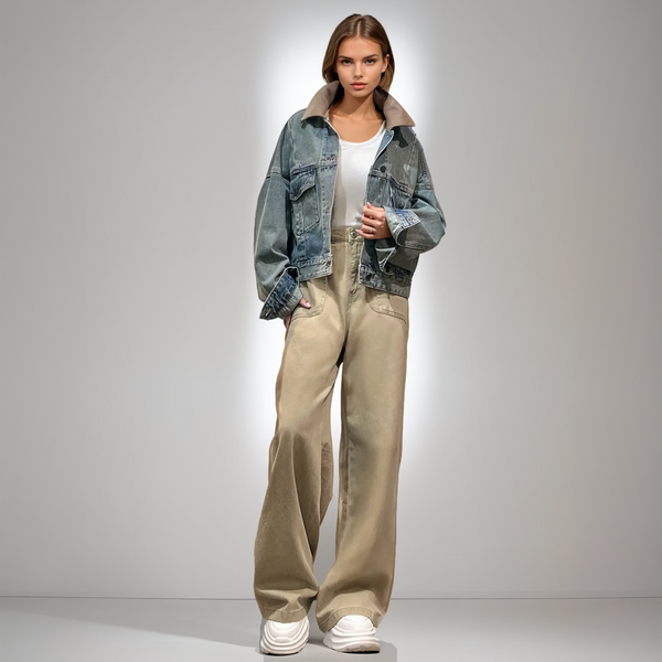 Two-Tone Oversized Denim Jacket