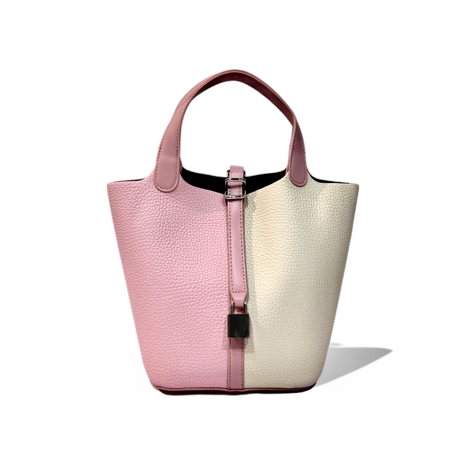 Two-Tone Pebbled Calfskin Bucket Tote