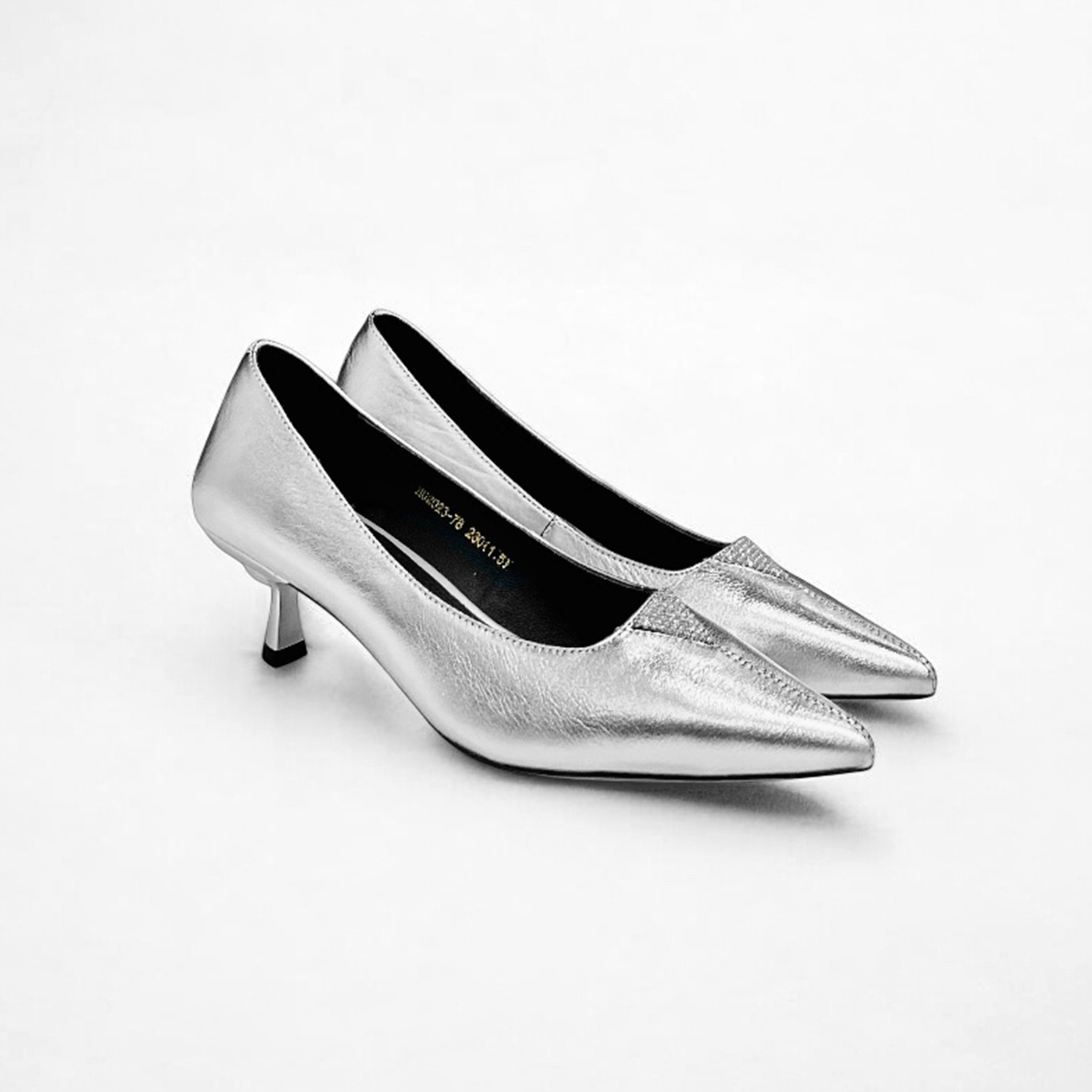 Pointed-Toe Calfskin Kitten Heel Pumps