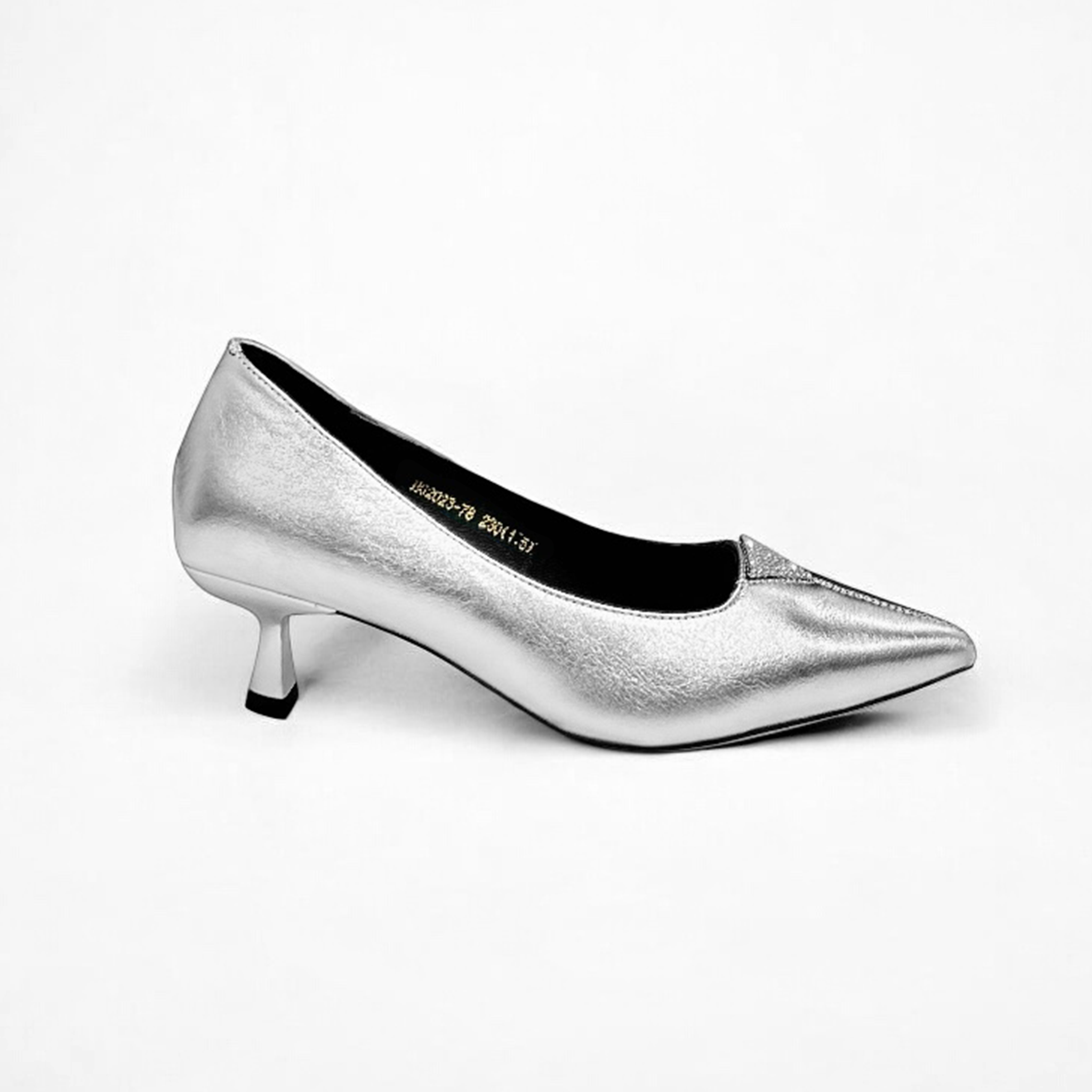 Pointed-Toe Calfskin Kitten Heel Pumps