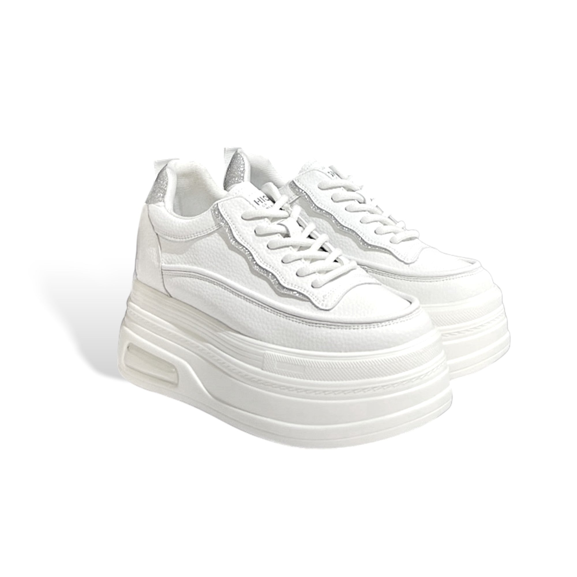 White Extra Elevated Platform Sneakers