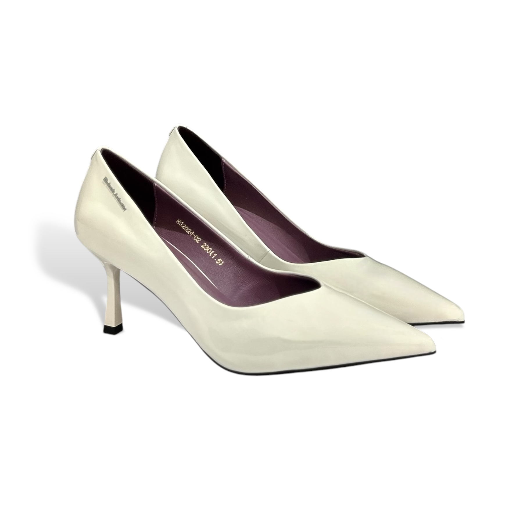 White Patent Calfskin Pointed-Toe Pumps