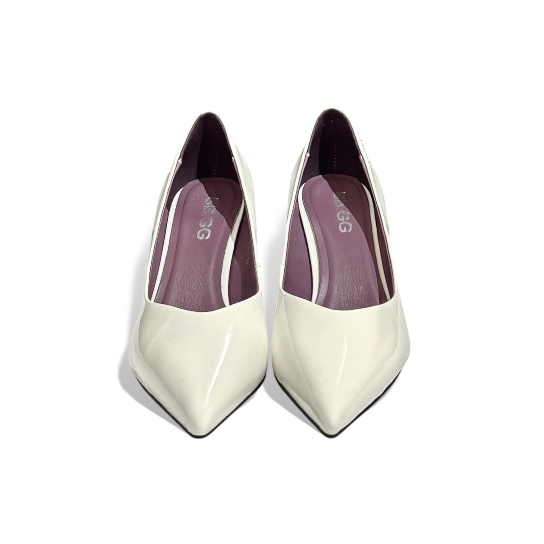 White Patent Calfskin Pointed-Toe Pumps