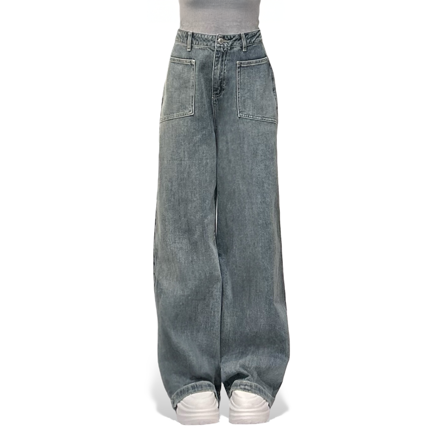 Oversized Straight-Leg Utility Jeans