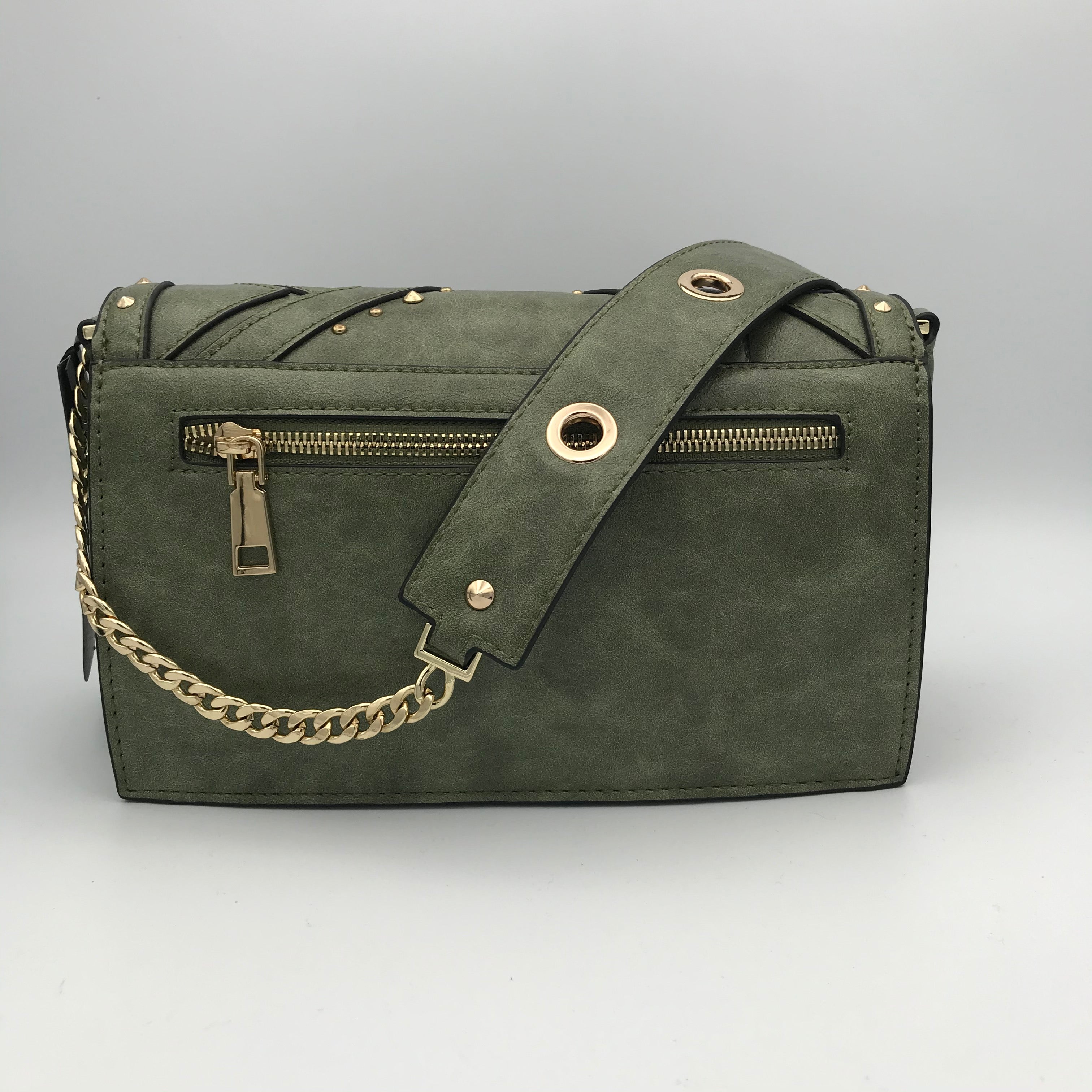 BB.GG Gold-tone metal in green shoulder bag