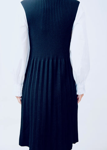 BB.GG wool black & white patchwork dress